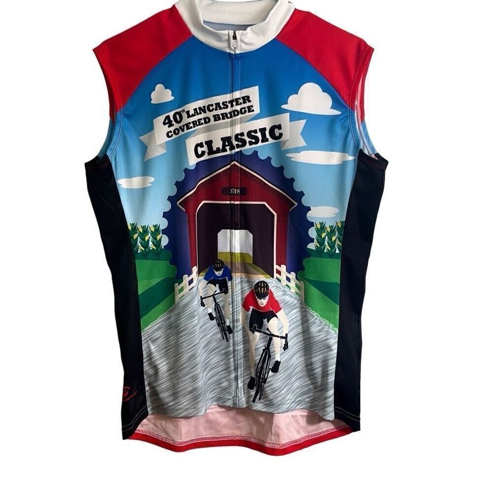 Lancaster 40th Covered Bridge Classic sleeveless covered bridge  print cycling j